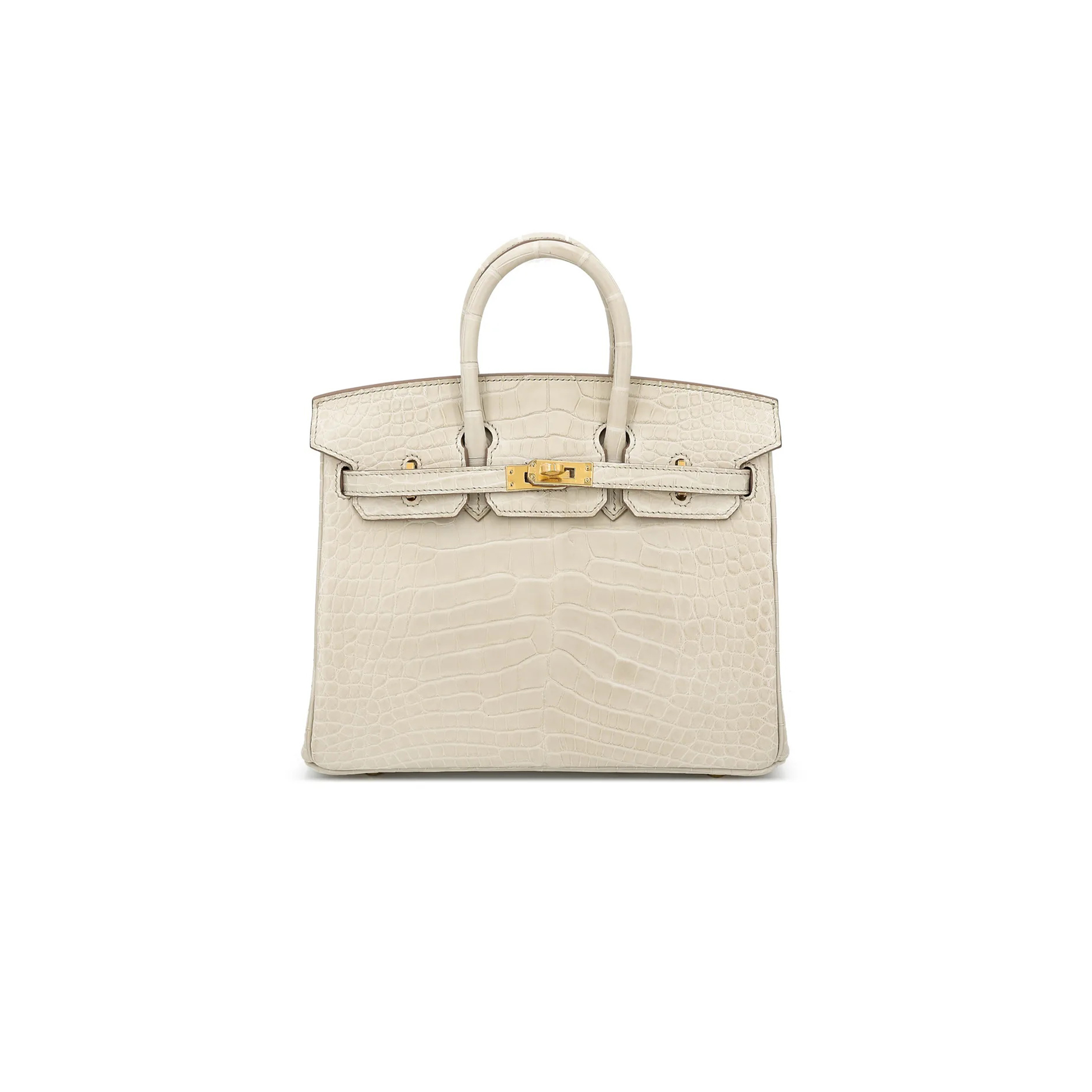 H**mes master birkin 25 crocodile leather glacier white gold buckle h041354ck29 (25*20*13cm)